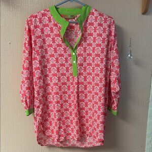 Rock Flower Paper Pink and Green Floral Top